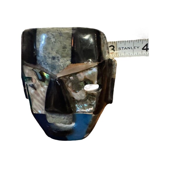 Tribal Mask Fused Glass Face Figure Cancun Art Figurine Mexico Souvenir Handmade - Picture 3 of 14